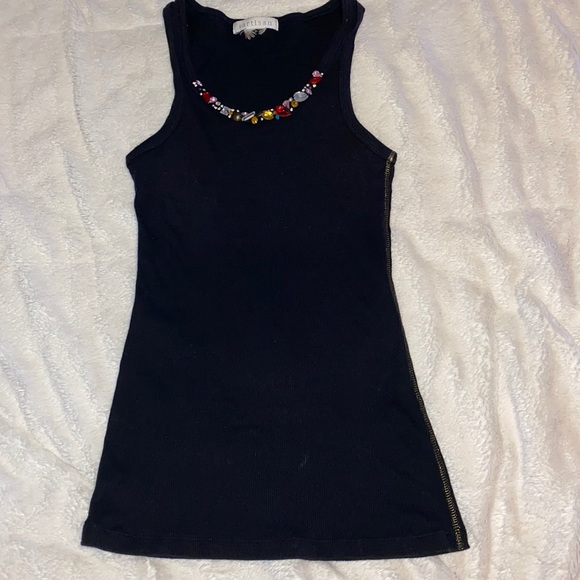 Small ribbed bejeweled tank top - Picture 1 of 3